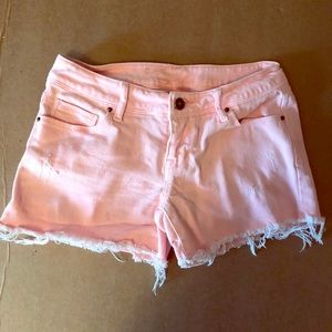 Delia*s Taylor Distressed Frayed Denim Shorts 1/2